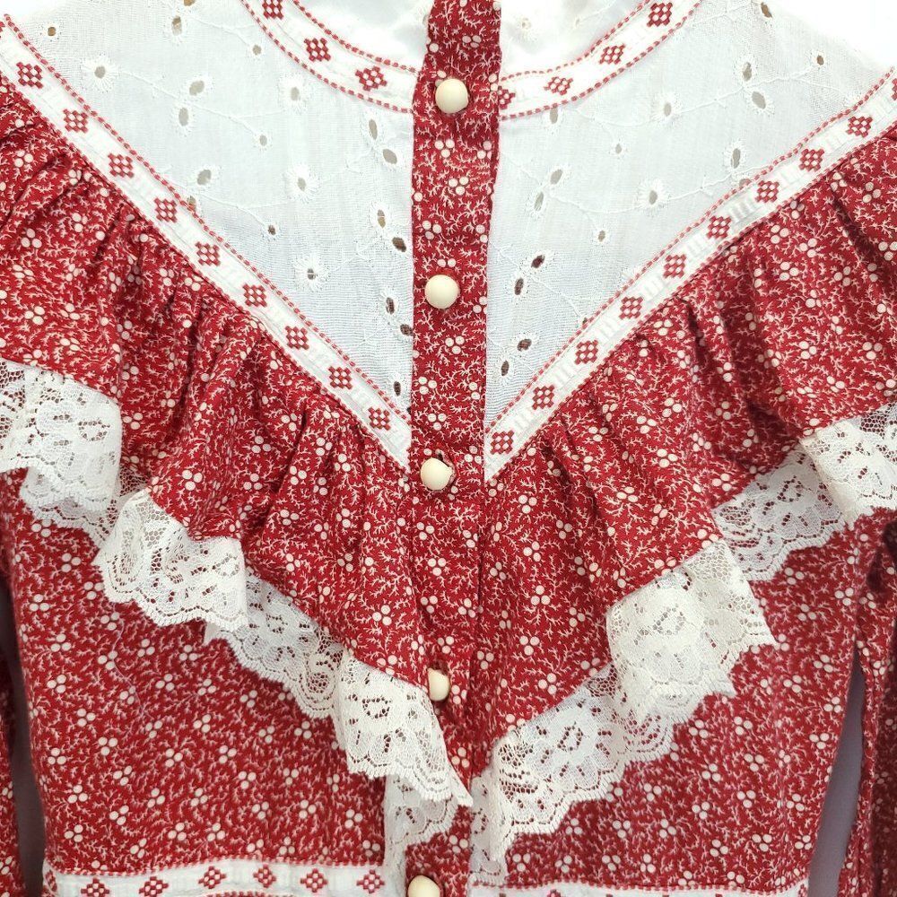 Girls Christmas Dress Handmade Mistletoe Holiday Vintage Cottagecore Size 4-5 - Picture 7 of 13